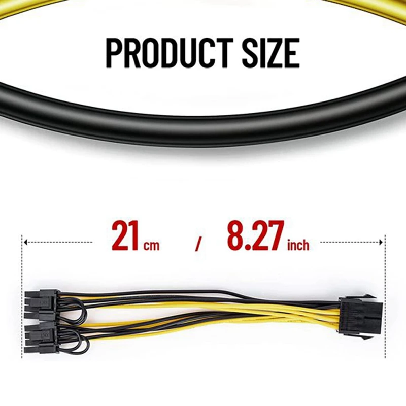 10Pcs 8 Pin PCI-E To Dual 8 (6+2) Pin Power Cable 20Cm Motherboard Graphics Card PCI-E GPU Power Data Cable Splitter