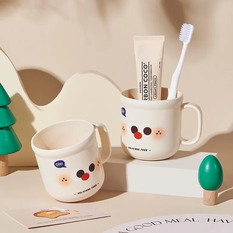 Plastic Tooth Brushing Cup, Tooth Washing Tank, Toothbrush Cup, Household Cute Cartoon Boy and Girl Anti-drop Mouthwash Cup