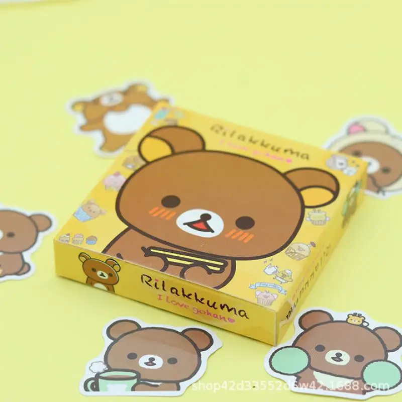 60Pcs Kawaii Rilakkuma DIY Decorative Stickers Cute Cartoon Sticker Notebook Decoration Gift Set Ins Anime Toys For Children