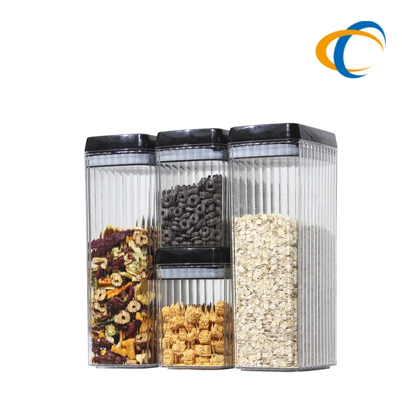 

Square sealed storage tank Transparent snack dry goods storage box imitation glass sealed bottle noodles sealed tank
