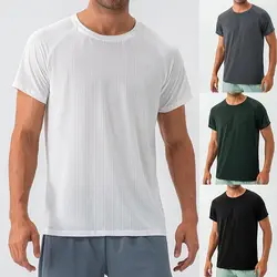 Men's Quick Dry Short Sleeve Sport Tops Gym Running Moisture Wicking Round Neck T-Shirt Training Sport Shirt Gym clothes