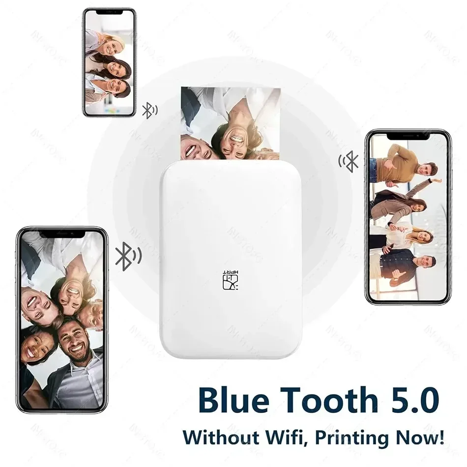 เครื่องพิมพ์ภาพสี US.EU MT53 แบบพกพา เชื่อมต่อ Wifi สำหรับโทรศัพท์มือถือ ขนาดเล็ก พกพาสะดวก ใช้บลูทูธ ขนาด 2x3 นิ้ว