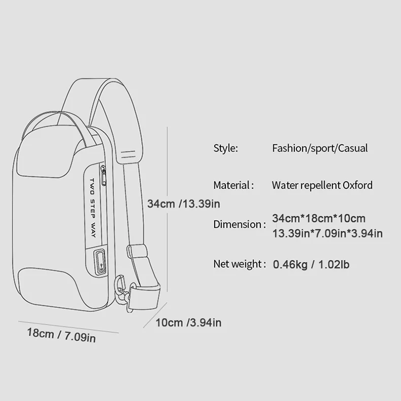 New Multifunction Crossbody Bag for Men Anti-theft Shoulder Messenger Bags Male Waterproof Short Trip Chest Bag Pack