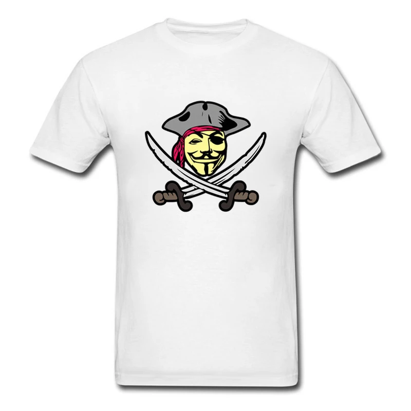 Men 2023 New Short Sleeve Anonymous t-shirts pirate Caribbean spoof Funny Novelty parody Fawkes tees tops 100% Cotton T Shirts