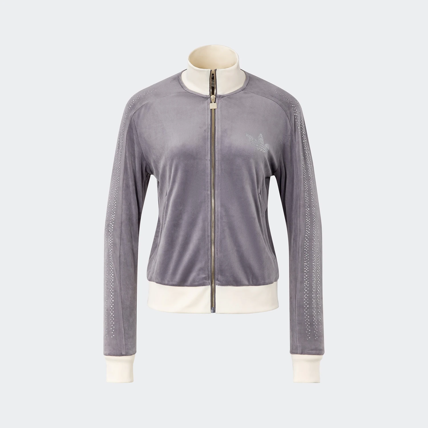 

Adidas Official Genuine Three Stripes Women's Stand-up Collar Velvet Rhinestone Jacket JY0214