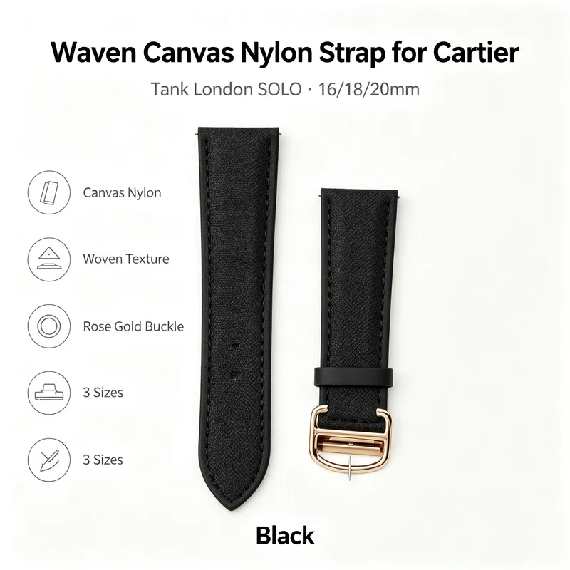 Wholesale watch straps made of canvas Applicable to Cartier Tank and LonginesSOLO Men's and women's nylon watch straps16 18 20mm