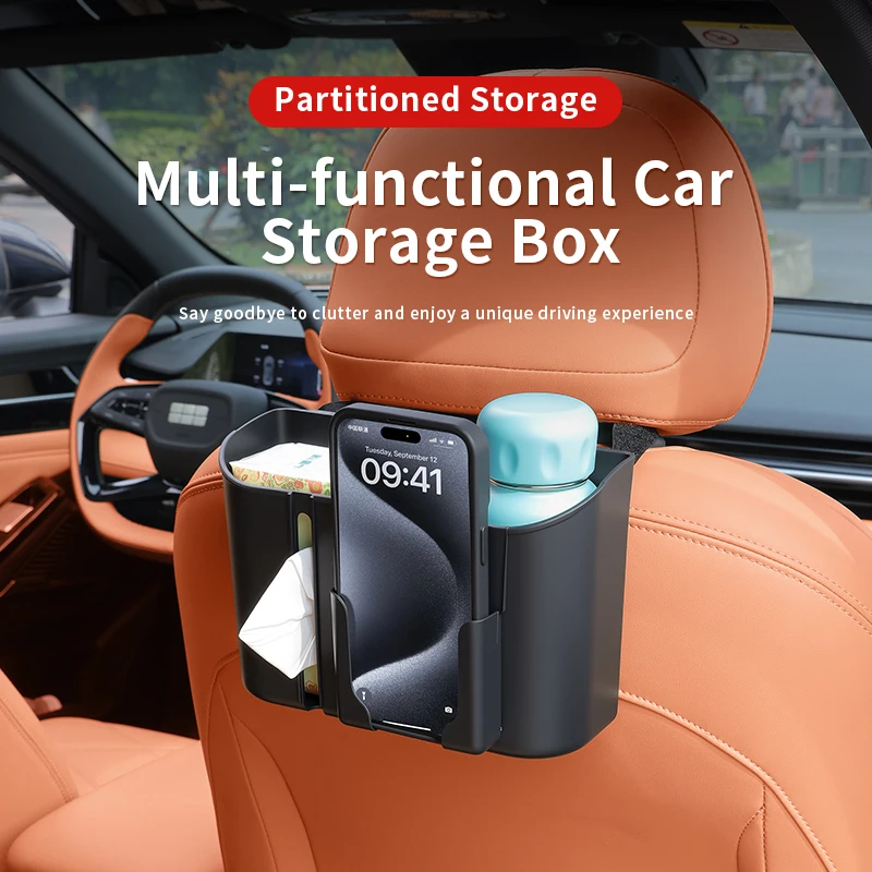 1/2PCS Multifunctional Car Seat Storage Box Tissue Box Cup Holder Car Trash Bin Easy Install Auto Organizer