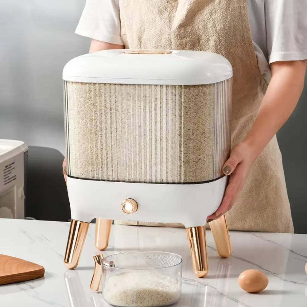 

Transparent Sealed Rice Tank Moisture Proof Insect-Proof Rice Storage Container Measuring Cup Cereal Storage Container