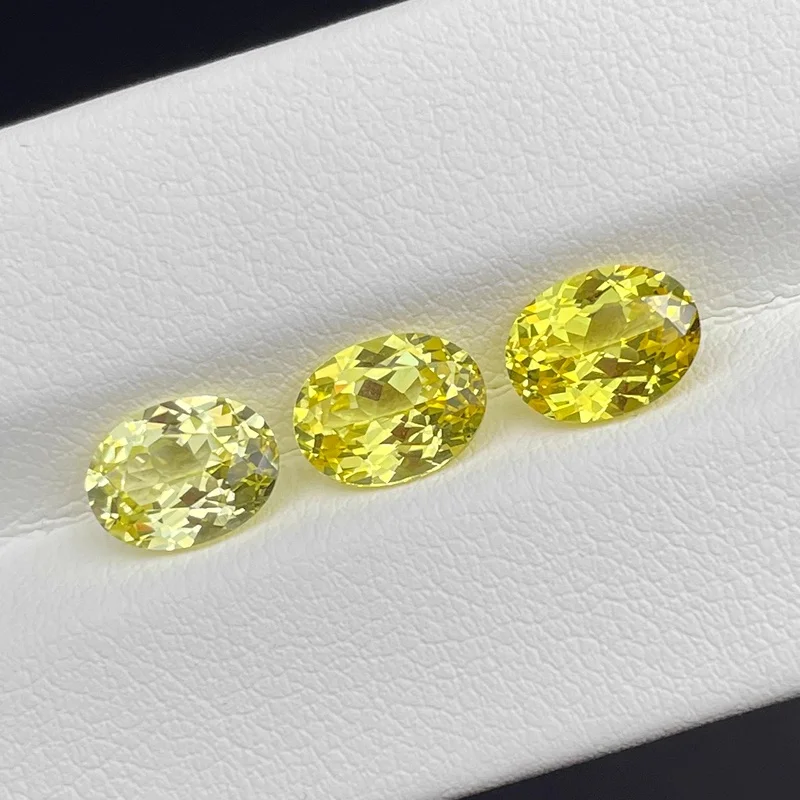 Lab Grown Sapphire Yellow Color VVS1 Heart/Pear/Round/Oval/Cushion Factory Wholesale DIY Jewelry Rings Earrings Making