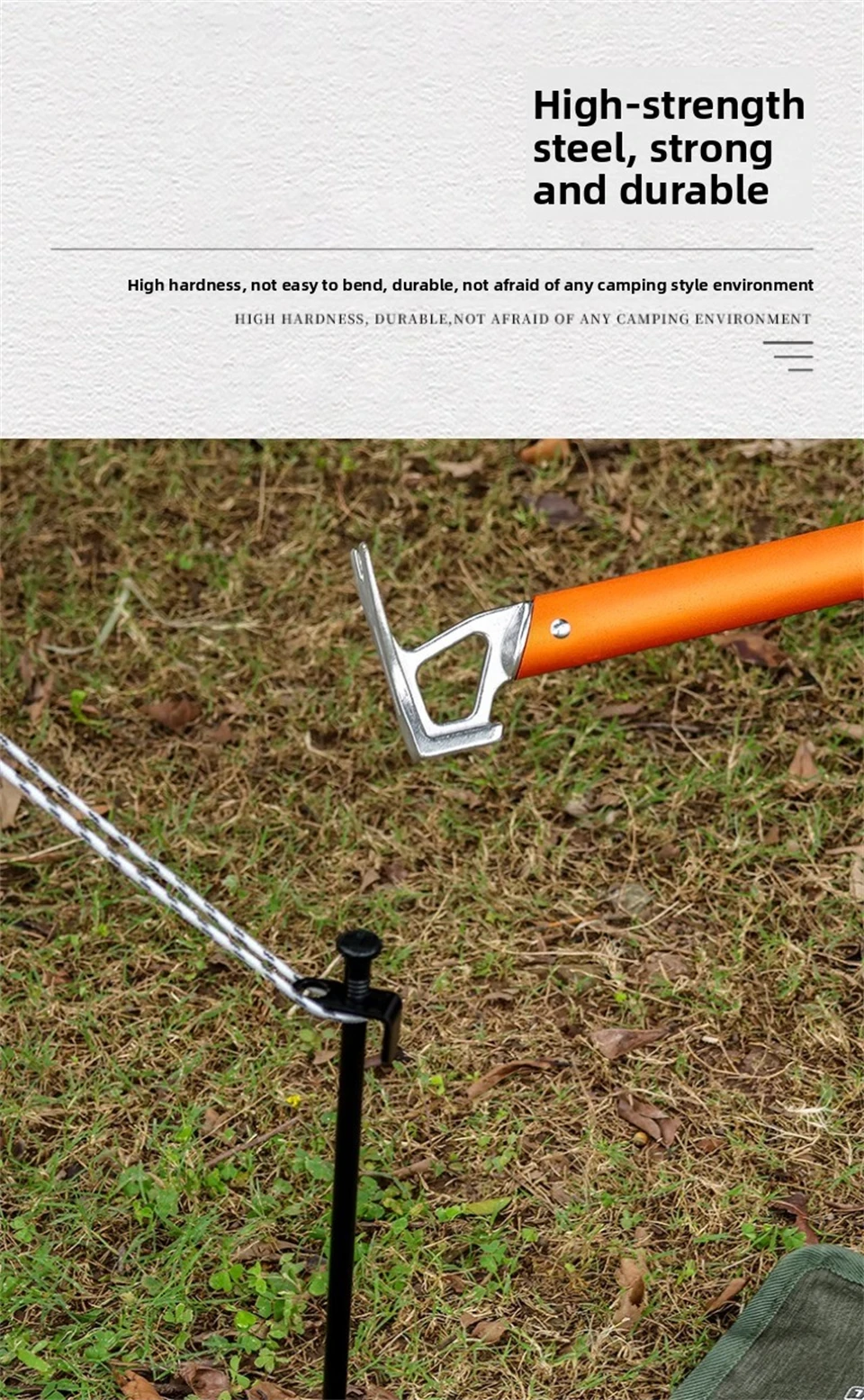 Robuste Zeltnägel aus geschmiedetem Stahl, langlebige Bodenheringe für Outdoor-Zelte, Vordächer, Gartendekoration und Camping – Detail 5
