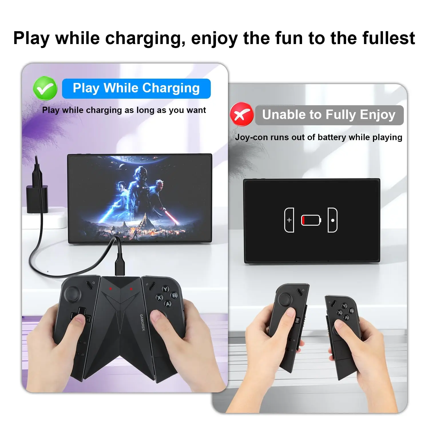 Controller Charging Connector Grip  Clip Holder Compatible with Legion Go/Legion Go 2 Handle Connector Ergonomic Curvature Desig - view 3