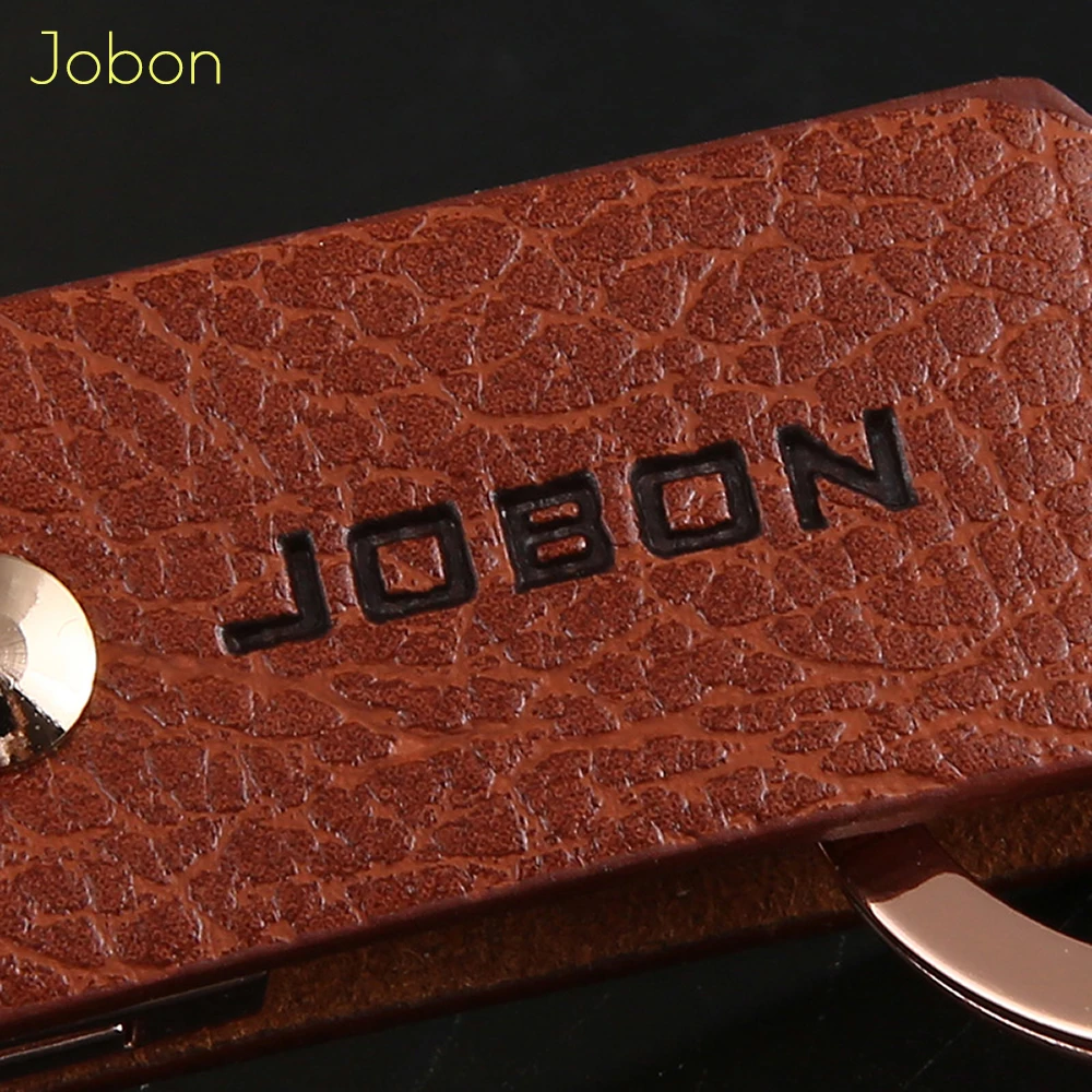 Jobon Classic Key Chain Luxury Women Men Leather Keychains For Car Key Ring Holder Bag Pendant Best Gift Jewelry Key Collapsible