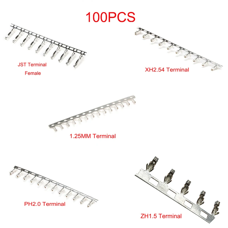 100PCS XH2.54/JST/1.25/PH2.0/SH1.0/ZH1.5 Terminals Wire Cable Female Male For Housing Case 2.54MM/1.25MM/2.0MM/1.0MM Connector