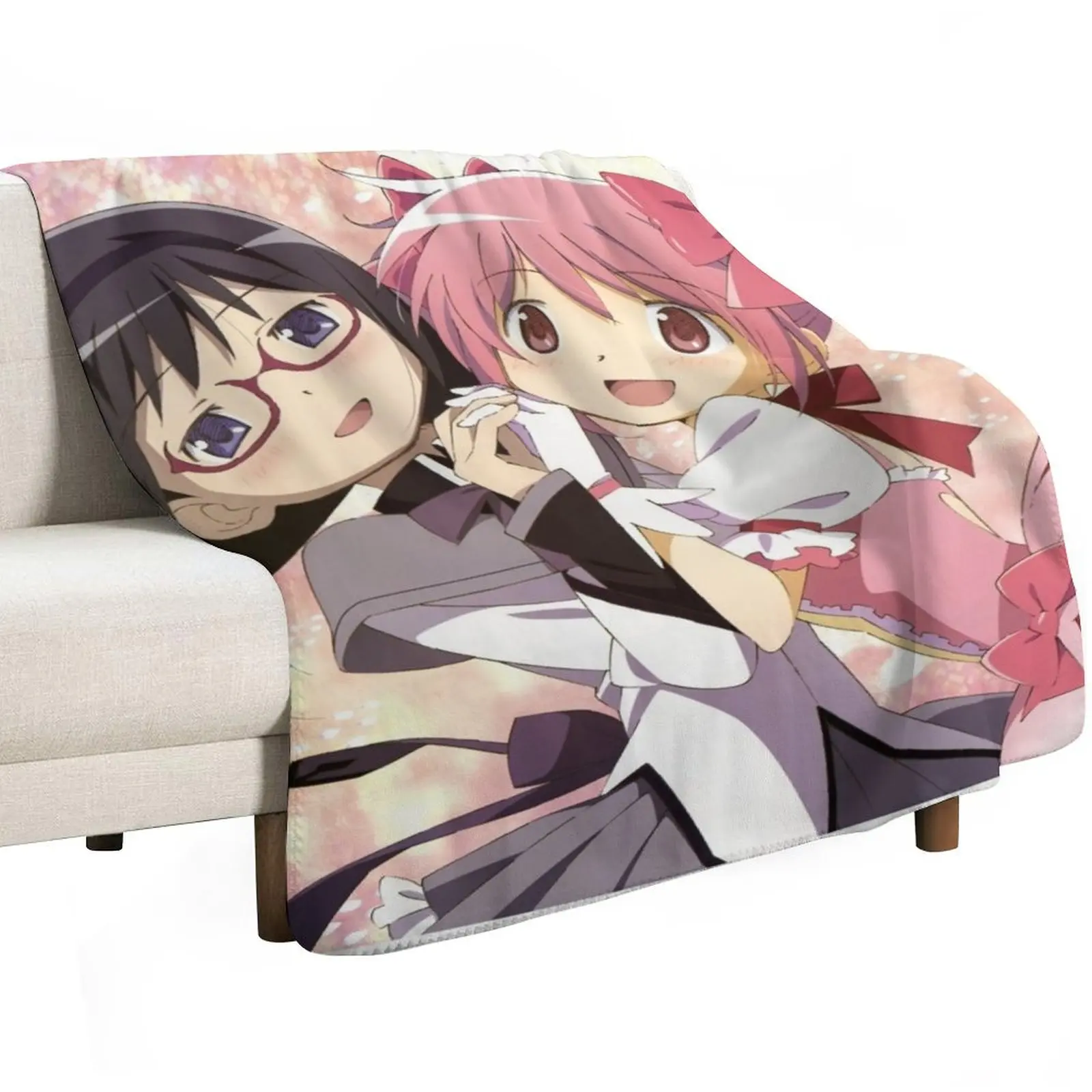 madoka magica madoka and homura Throw Blanket Hairy Hair Sofas Luxury Designer Extra Large Throw Blankets