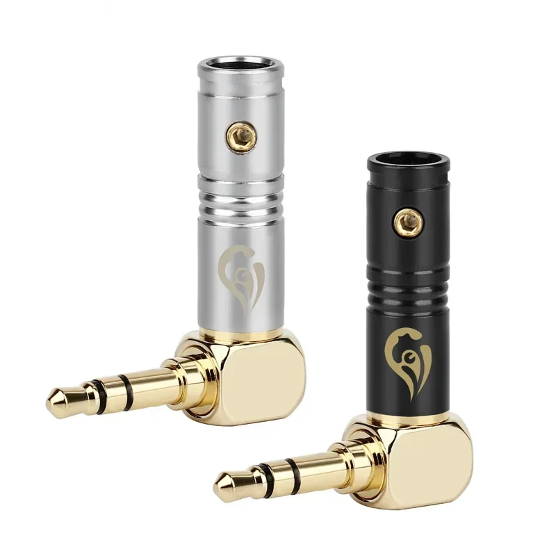 3.5mm Jack Earphone Plug Connectors Right Angle 3 Poles HiFi Headphone 90 Degree Audio Adapter Gold Plated Hardware