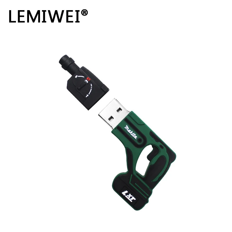 Hoạt Hình Phần Cứng Cụ Đèn LED Cổng USB 64GB Pendrive Búa Vòi Nước Thủy Điện Cờ Lê Máy Khoan Điện Bình Cứu Bút USB