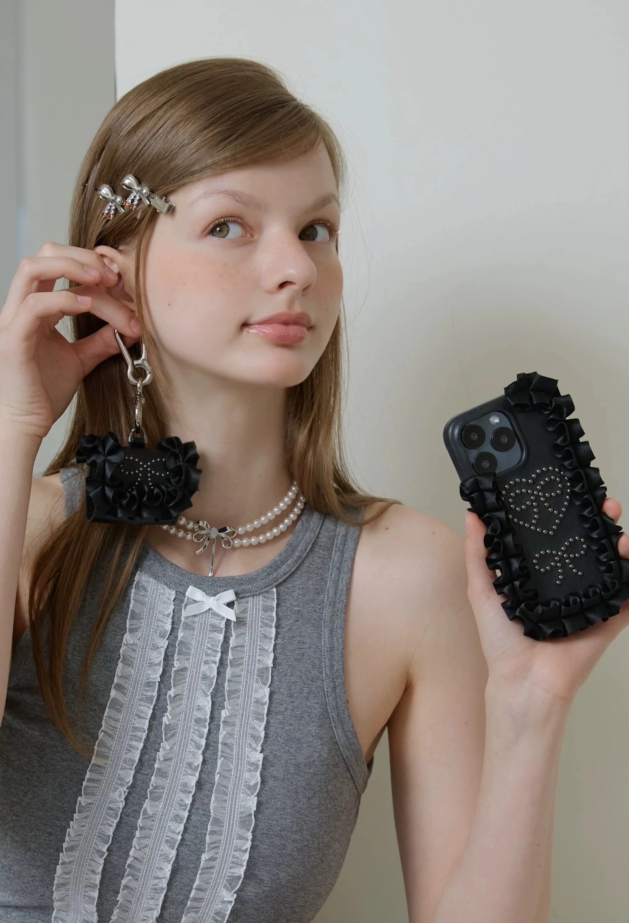 Funda original para auriculares de cuero con encaje y lazo, adecuada para auriculares Bluetooth inalámbricos de Apple