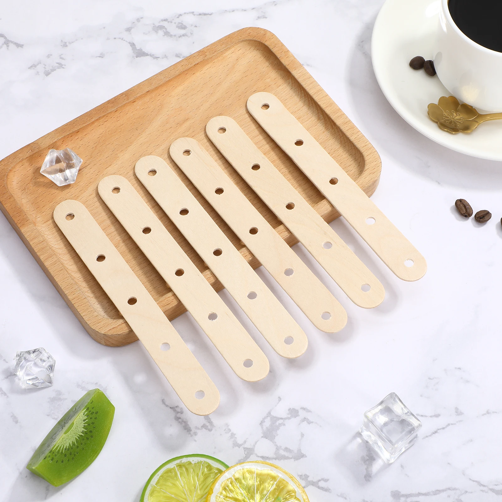 

100pcs Craft Ice Cream Wood Waxing Sticks Sticks Ice Cream Cakesicle Punch Hole Waxing Durable Multifunctional