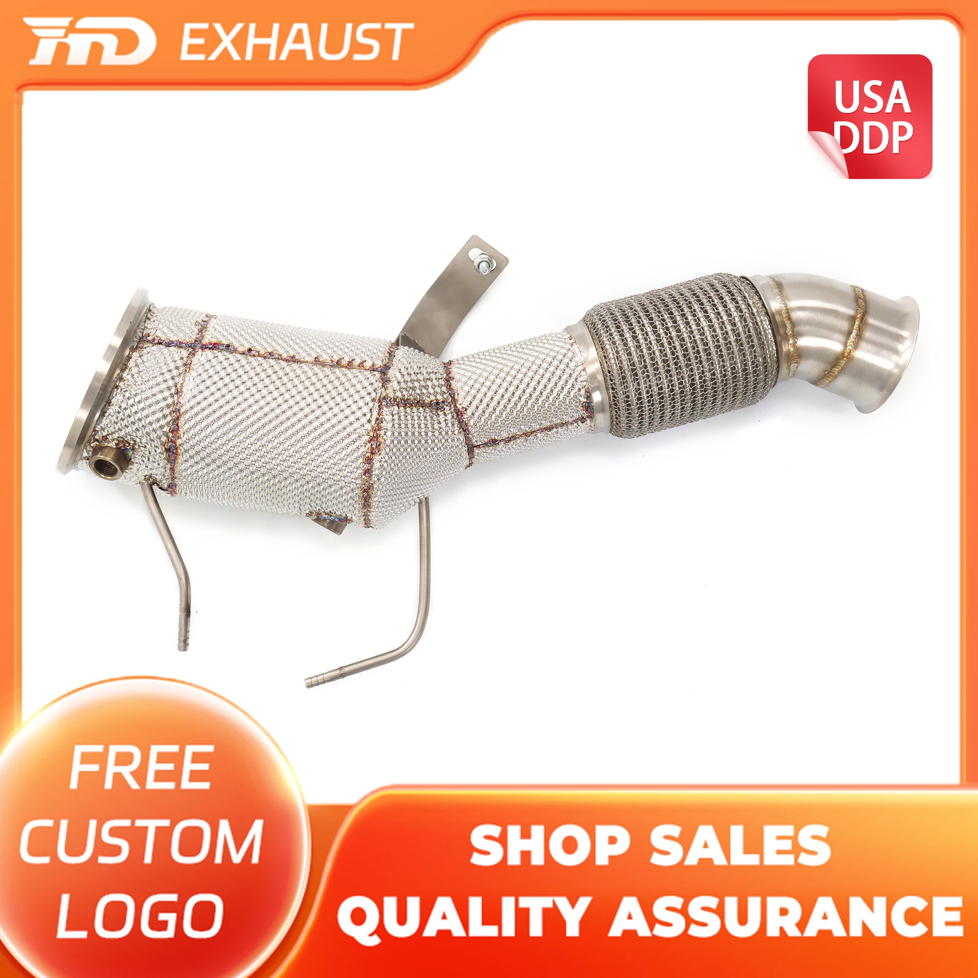 

HMD Hot Sales SS304 Exhaust Downpipe for BMW X5 X6 G05 G06 3.0T 2024+ With Heat Shield Non-destructive Install