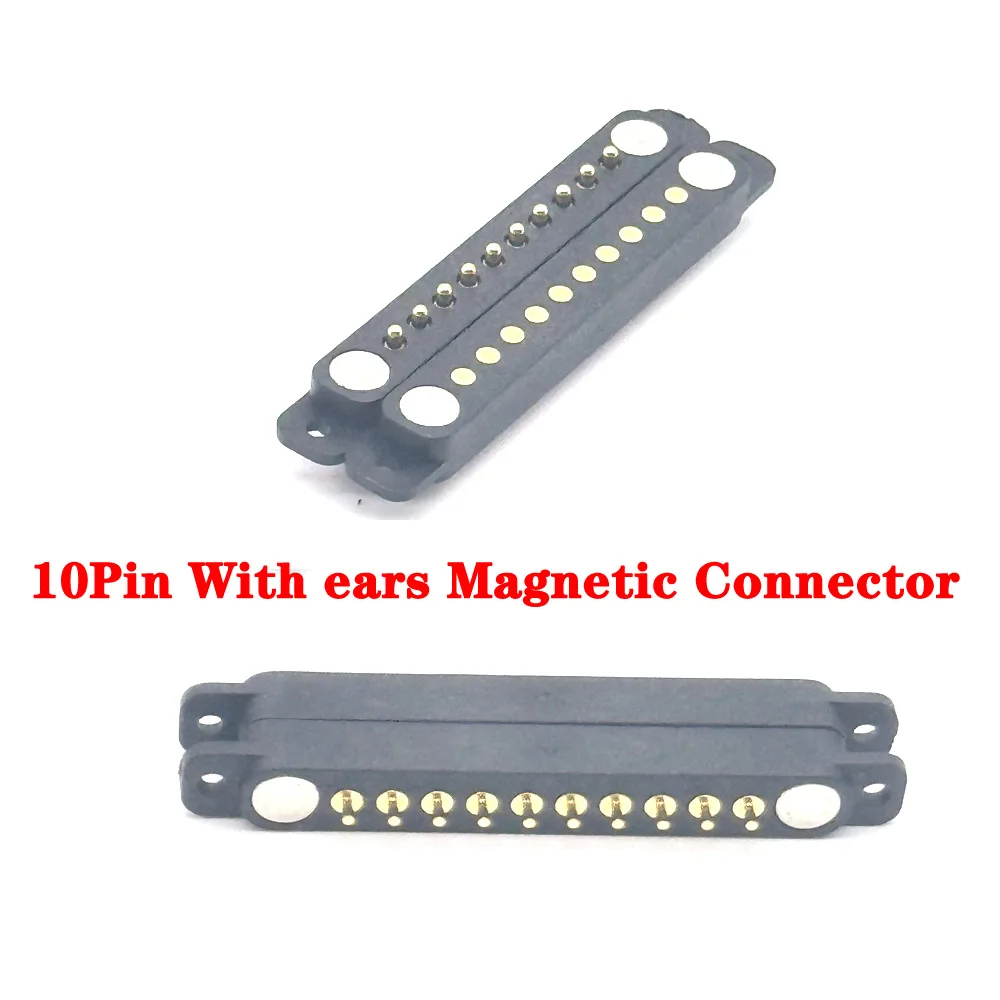 1Pair 10Pin With Ears Waterproof Spacing 2.54mm Magnetic Pogo Pin Connector Pogopin Male Female Spring Loaded DC Power Socket