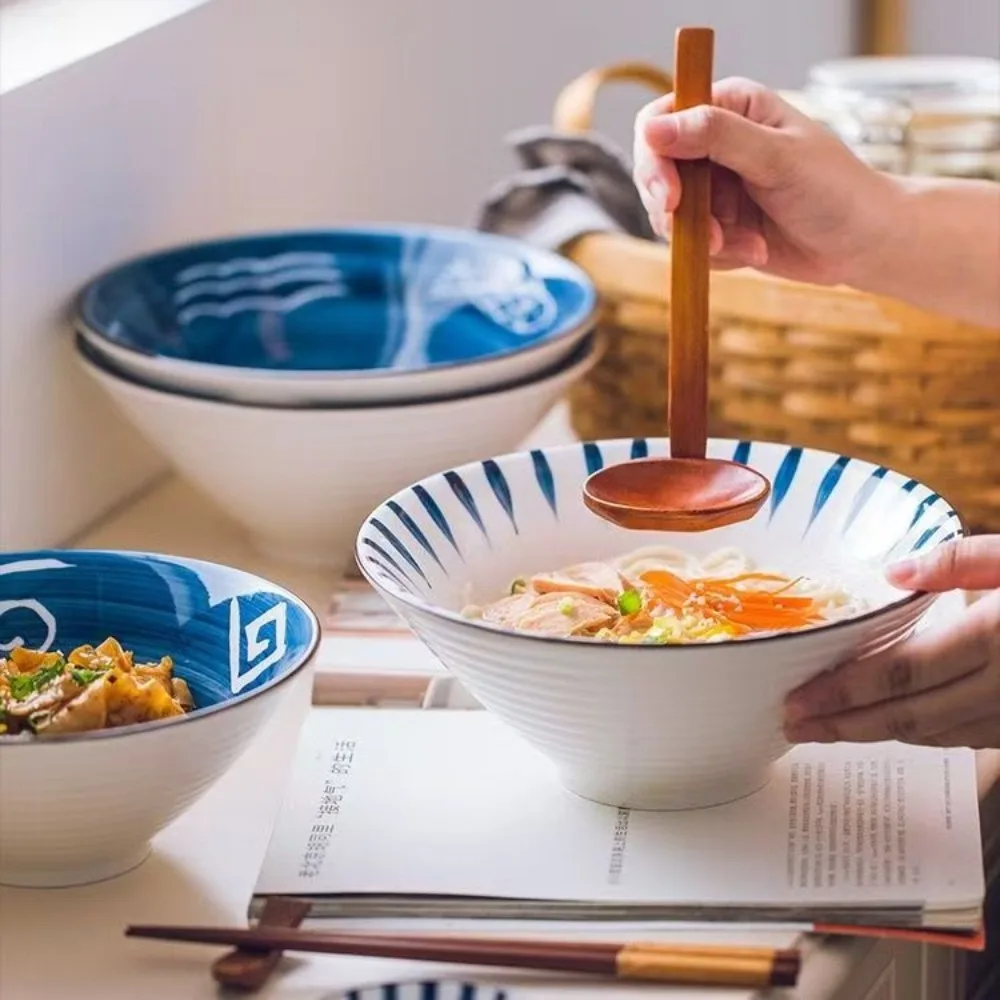 Japanese-style Douli Bowl Ceramic Tableware Big Soup Household Large Ramen Bowls Bucket Hat Trumpet Dinnerware Restaurant