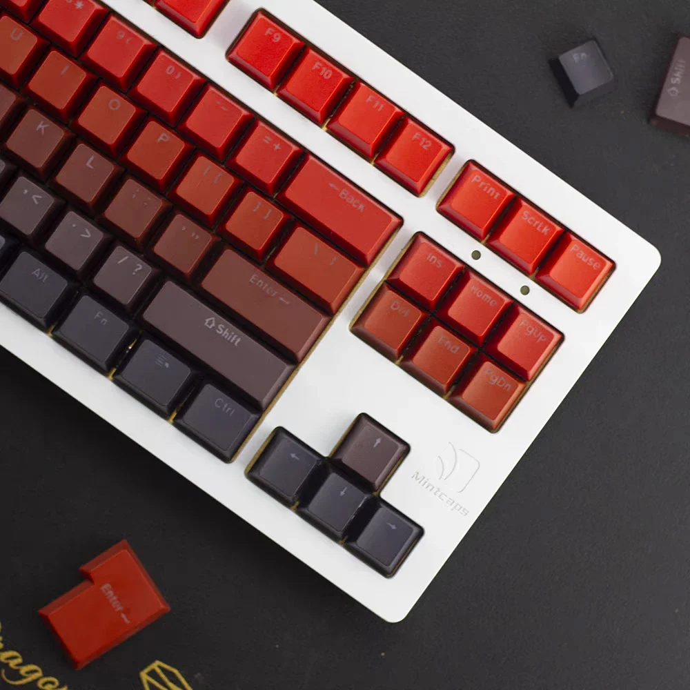 134 Keys Top Print RGB Backlit Keycaps Gradient Red OEM Profile Double Shot PBT Keycap for Cherry Gateron MX Switches Keyboard