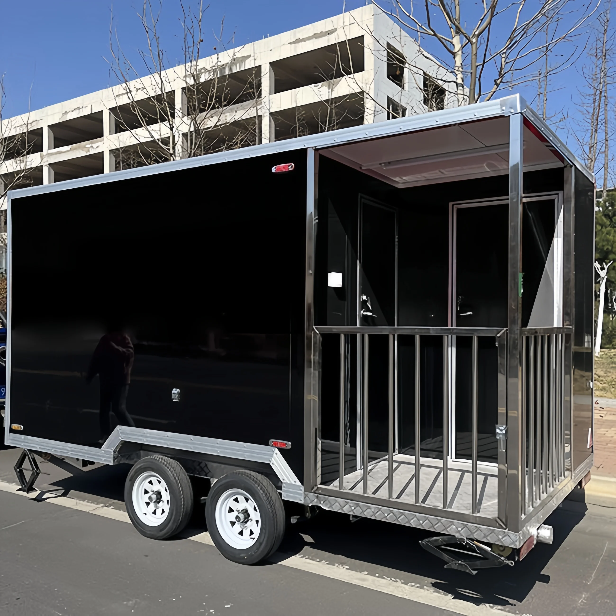 

Portable Outdoor Kitchen Food Truck Trailer Cart Mobile Snack Bar Ice Cream Truck Tent Caravan for Camping And Catering