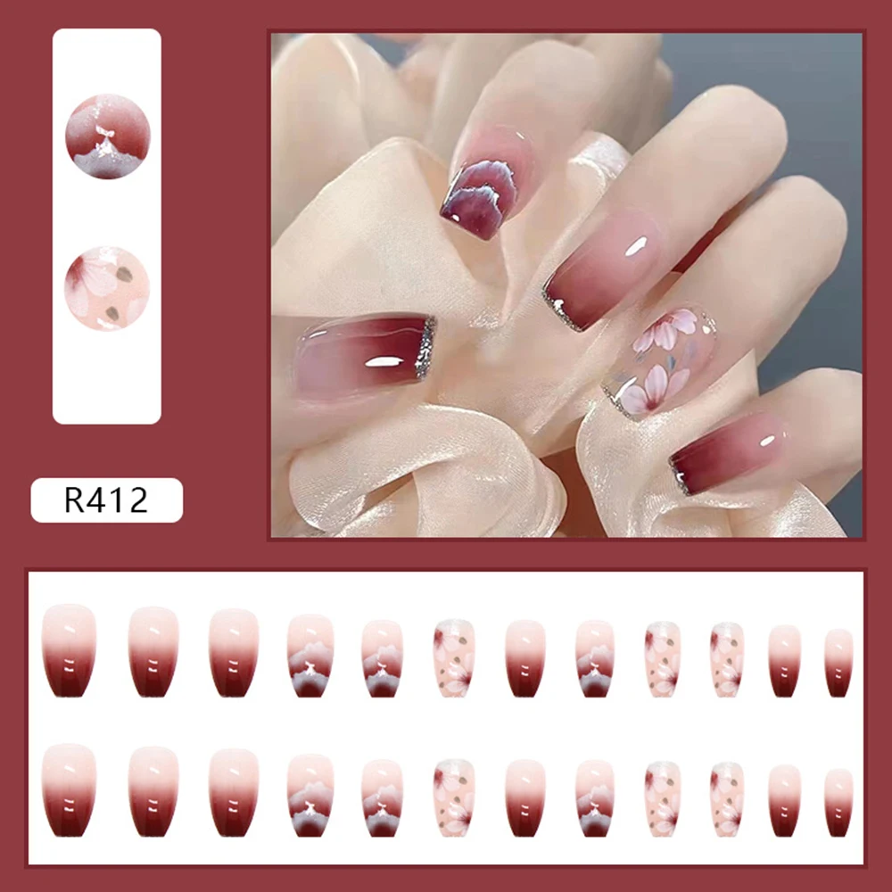 Gradient Red Press-on Nails Durable & Never Splitting Comfort Fake Nails for Shopping Traveling Dating