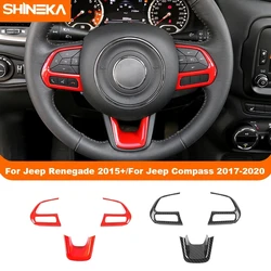 SHINEKA ABS Car Steering Wheel Decoration Cover Trim For Jeep Compass 2017-2020 For Jeep Renegade 2015 Up Interior Accessories