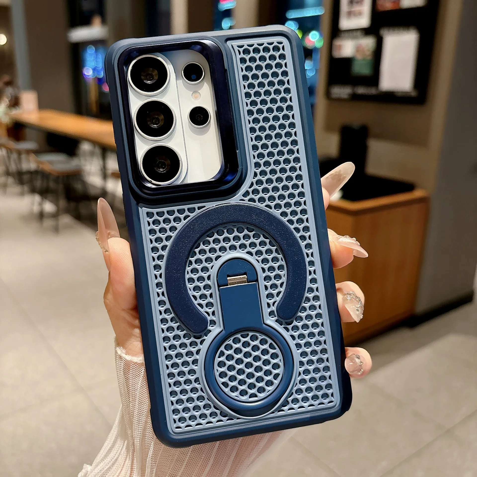 Unsichtbare Halterung Wärmeableitende Handyhülle für Samsung Galaxy S26 S25 S24 S23 Ultra Plus Atmungsaktive Stoßfeste Magnetische Abdeckung