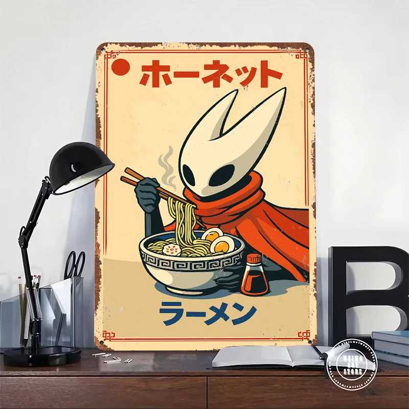 Hornet Eating Ramen Tinplate Poster Customized Wall Art Retro Vintage Metal Signs for Fans Decor Room Decoration Gaming House