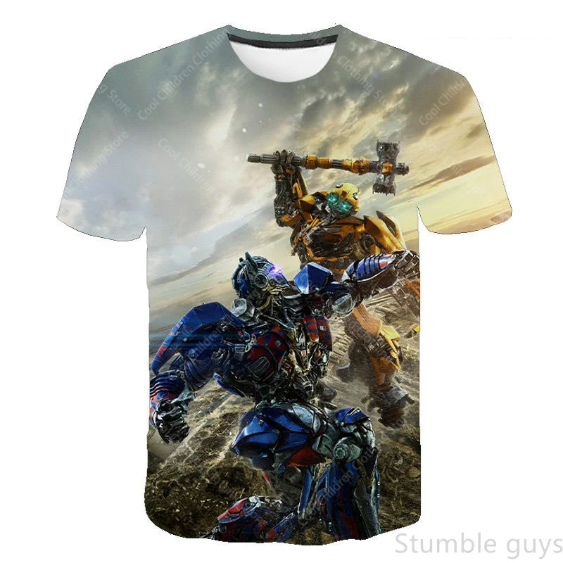 Boys Summer Transformers Cartoon T-Shirt Optimus Prime Print