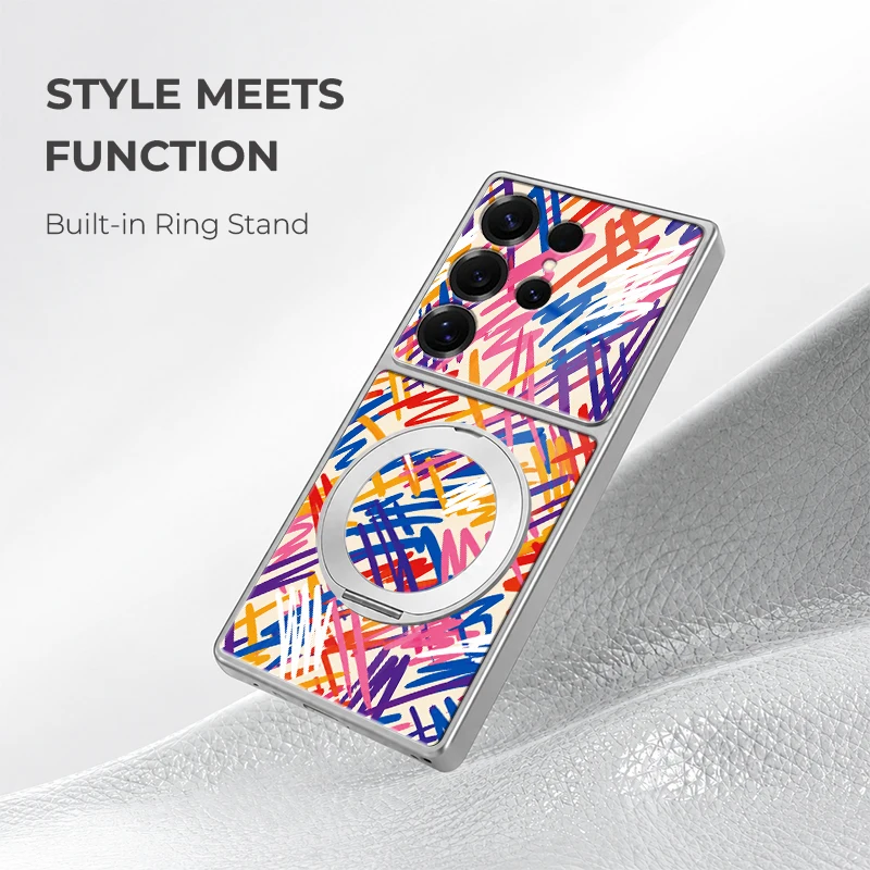 Messy Graffiti Case For Samsung Galaxy S26 Ultra S25 S24 S23 Plus S22 S21 S20 FE Note 20 TPU+PC 360 Rotating Bracket Cover Coque