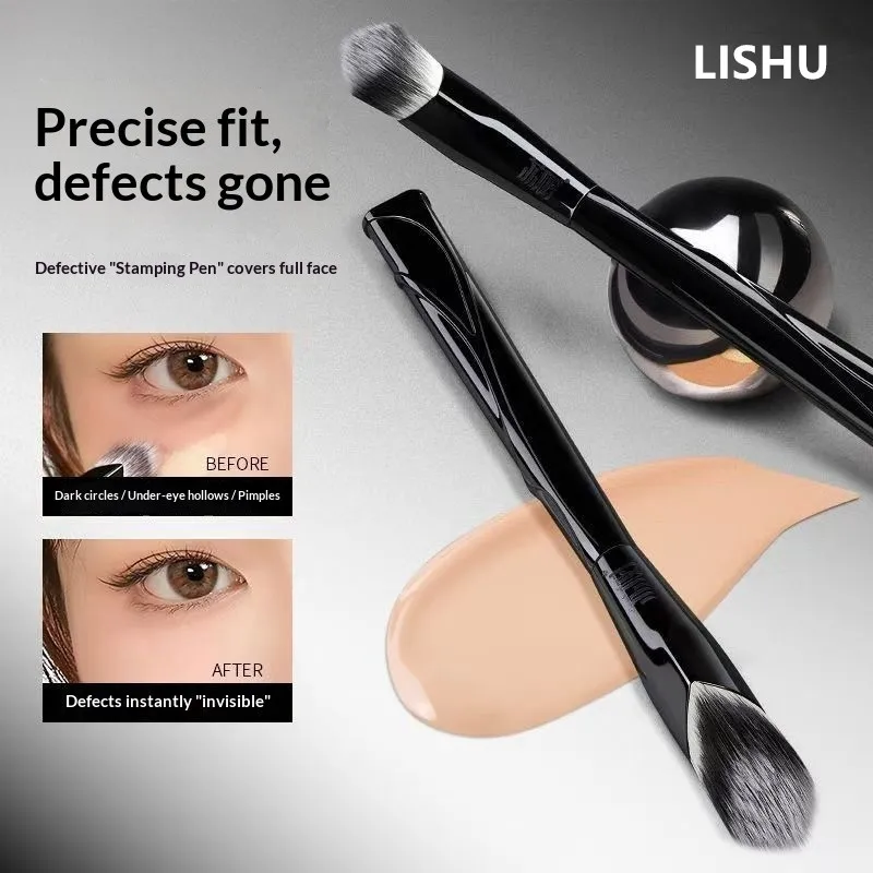 Pincel de Corretivo LISHU com Ponta Chanfrada, Pincel Multiuso para Cobrir Cicatrizes de Acne, Olheiras, Manchas - Ferramenta de Maquiagem