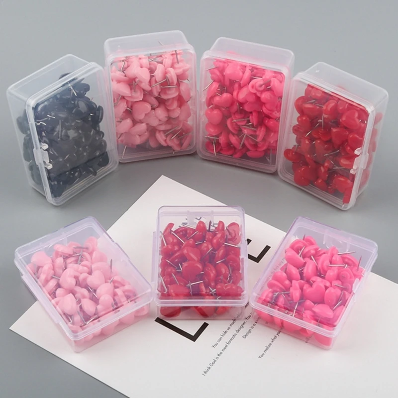 100 шт., канцелярские кнопки в форме сердца, красочные канцелярские кнопки для школьного офиса, доски объявлений