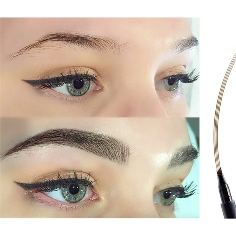 Penna per sopracciglia a 6 colori matita per sopracciglia liquida impermeabile punta a forchetta schizzo Fine matita per sopracciglia naturale a lunga durata