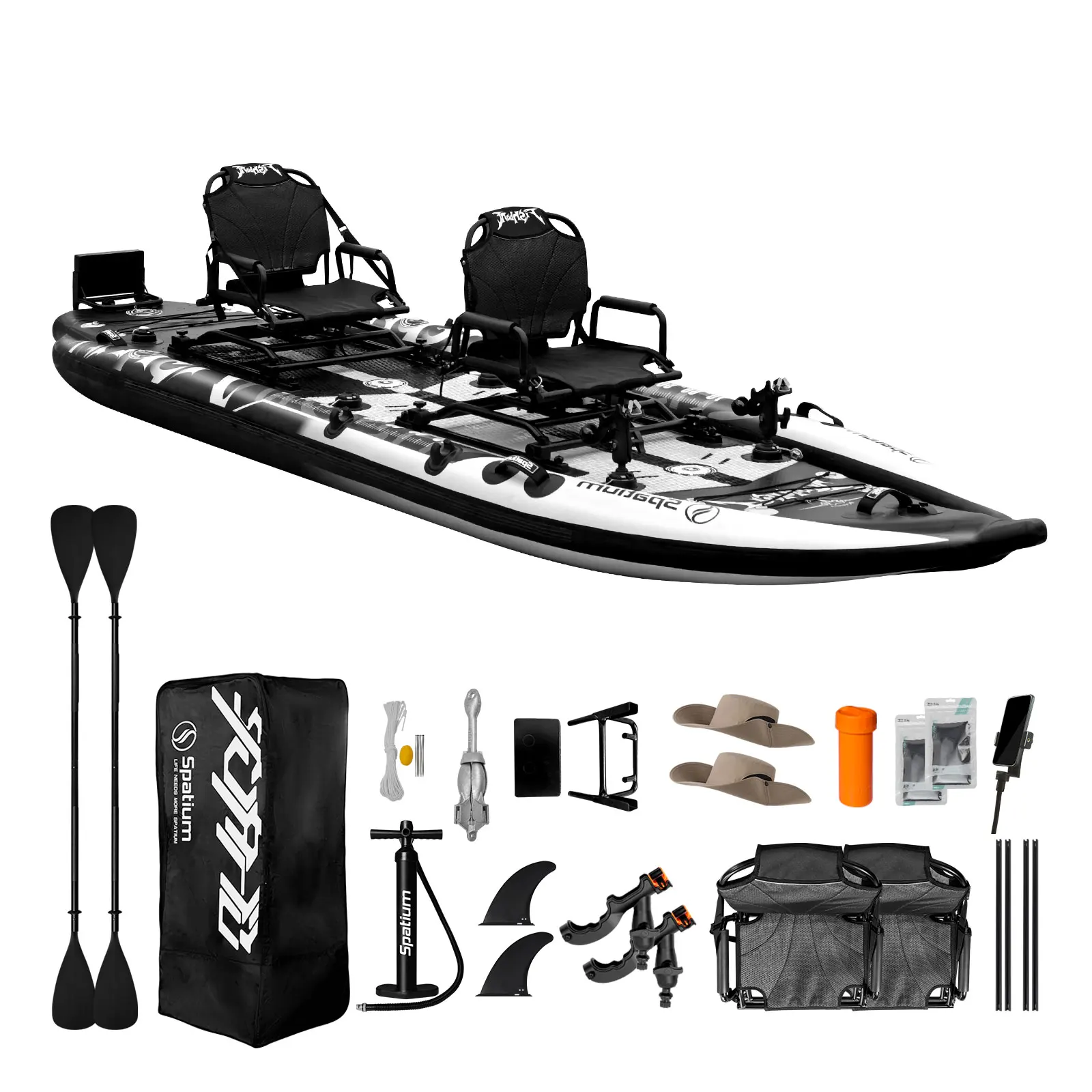 Inflatable 2 Person Fishing Paddle Board Inflatable  Water Bike Pedal Boat Kayak  with Accessories for Fishing
