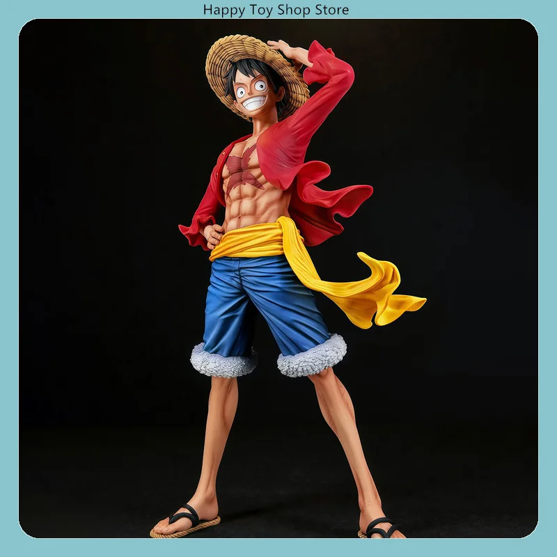 24 cm One Piece Ruffy Standing Pose Pressing Hat Anime Figur Modell Statue