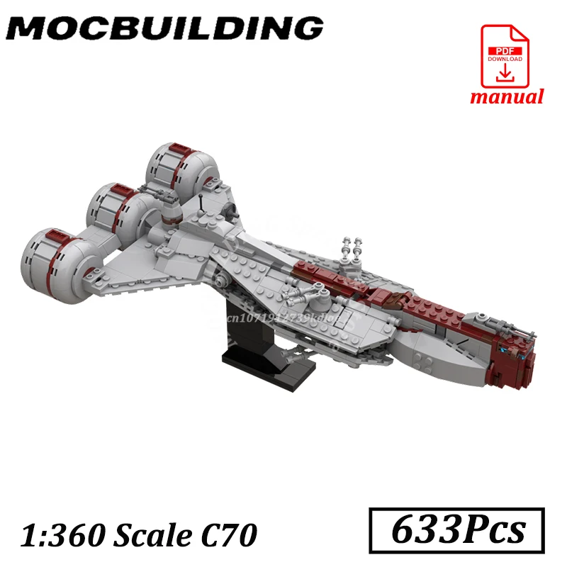 

1:360 Scale C70 Warship MOC Building Blocks Brick Toys Space Movie Construction Gift Present Consular-class Spaceship