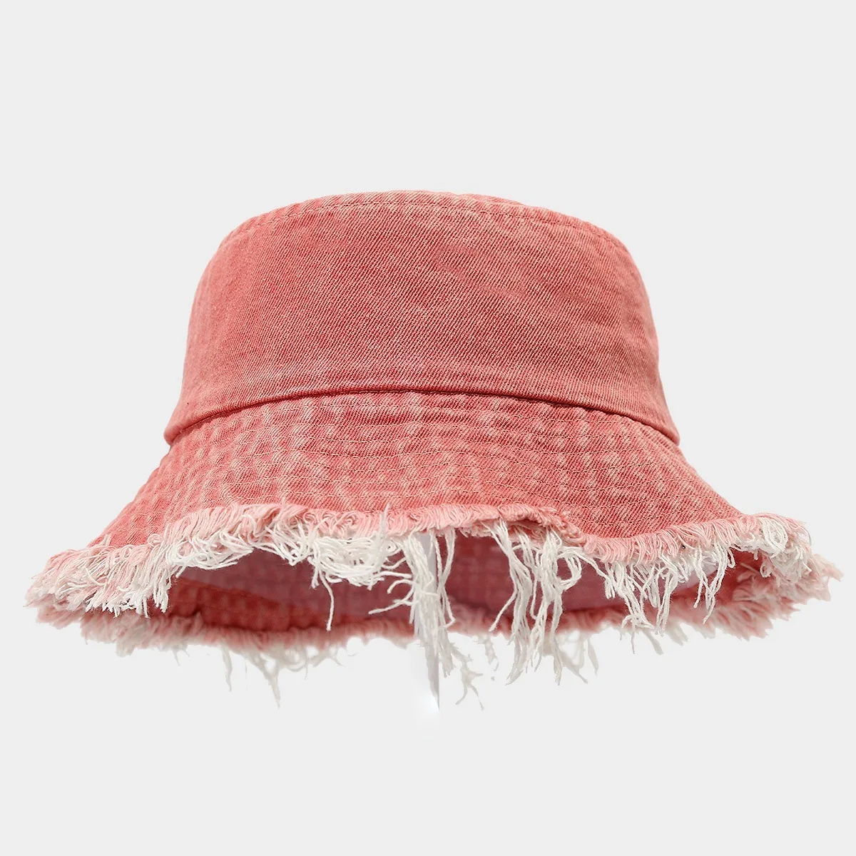 Unisex Trendy Autumn Solid Tassel Edge Washed Denim Summer Bucket Hat For Women Best Matched Sunshade Beach Fisherman Cap Gift