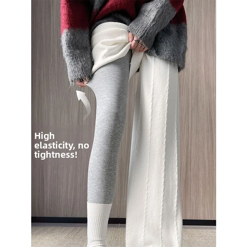

ay Ribbed Fce Lined Slimming Yoga Pants Women's High Waist Long Trousers Spor Autumn Winter Thermal Leggings