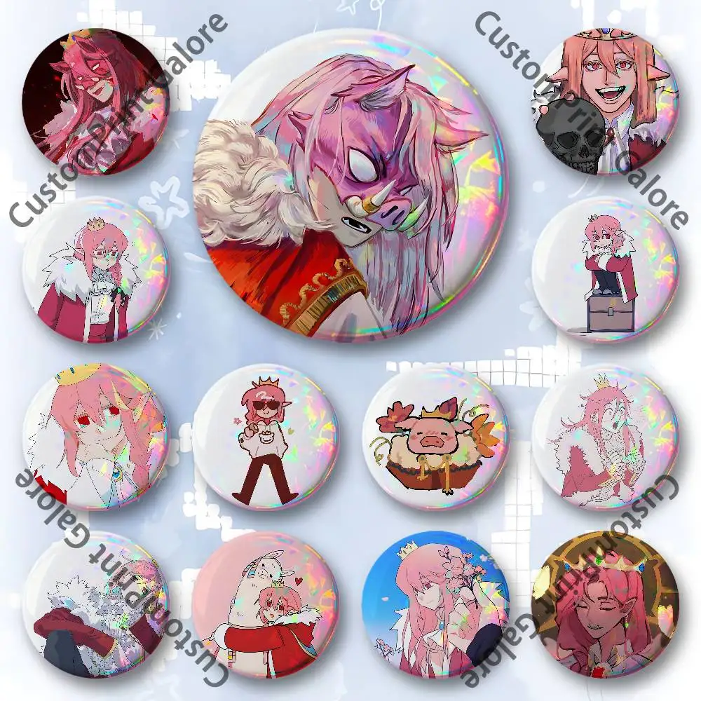 

T-Technoblade T-Techno Fanart Laser Film Badge Tinplate Brooch Lapel Pin HD Print Badge for Decoration DIY Accessories Gift