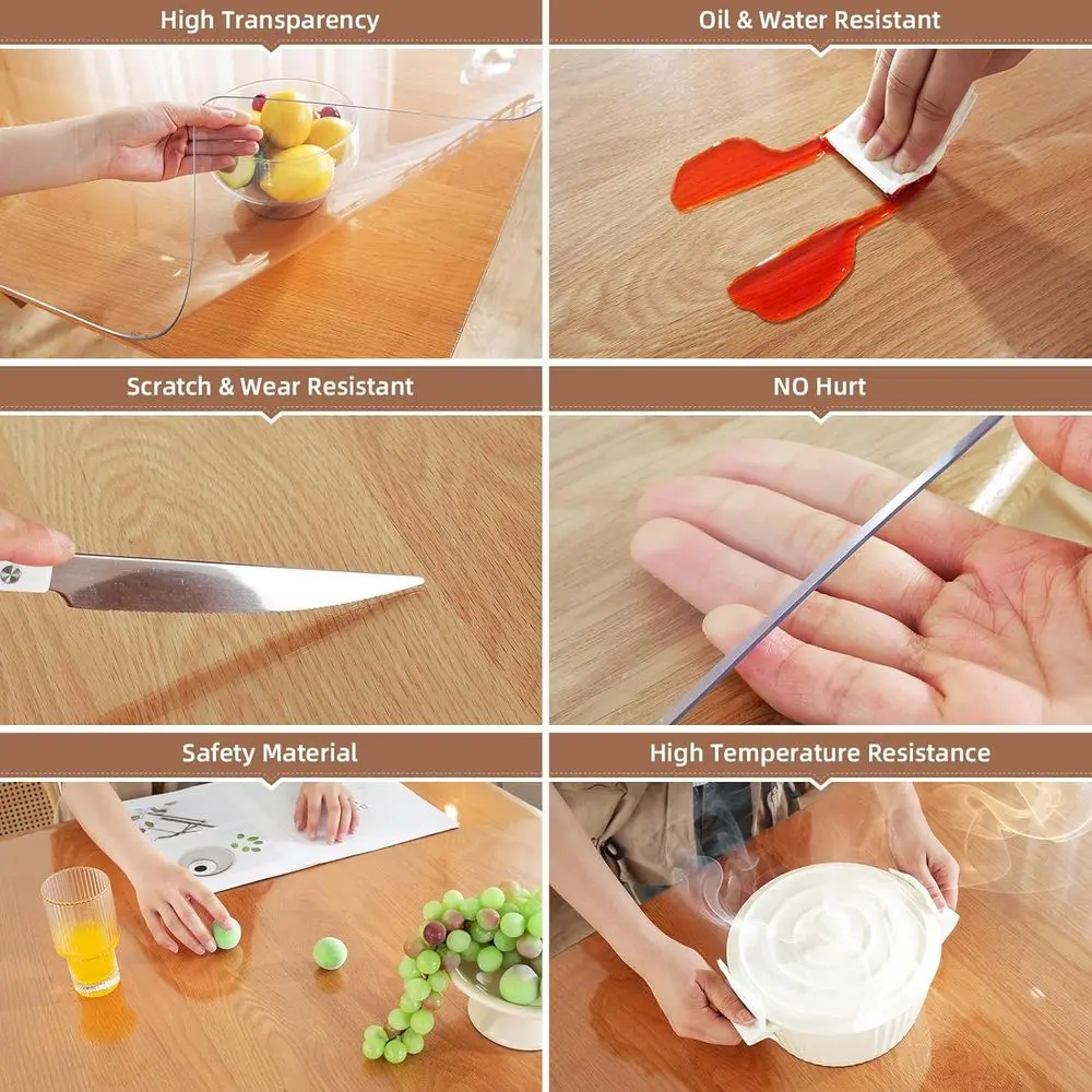 Pelindung Meja Transparan Tebal 2mm, Pelindung Penutup Meja Transparan 48x84 Inci, Penutup Meja Plastik, Alas Meja Transparan, Pelindung Meja