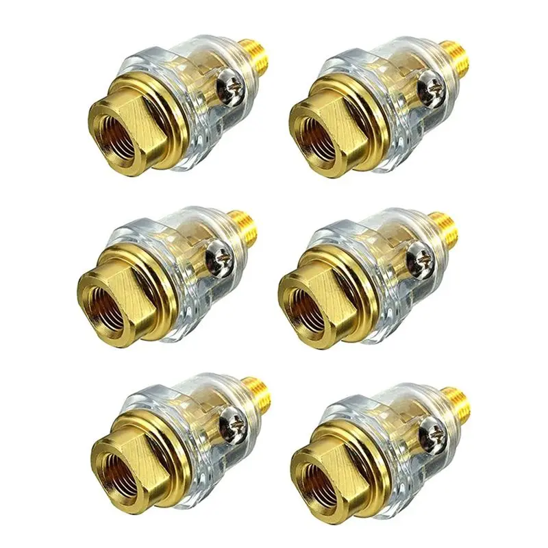 AA81-6Pcs Mini Oiler Pneumatic Tool Accessories- 1/4Inch NPT Oiler Oil Lubricator For Air Compression Air Tool Oiler -Yellow