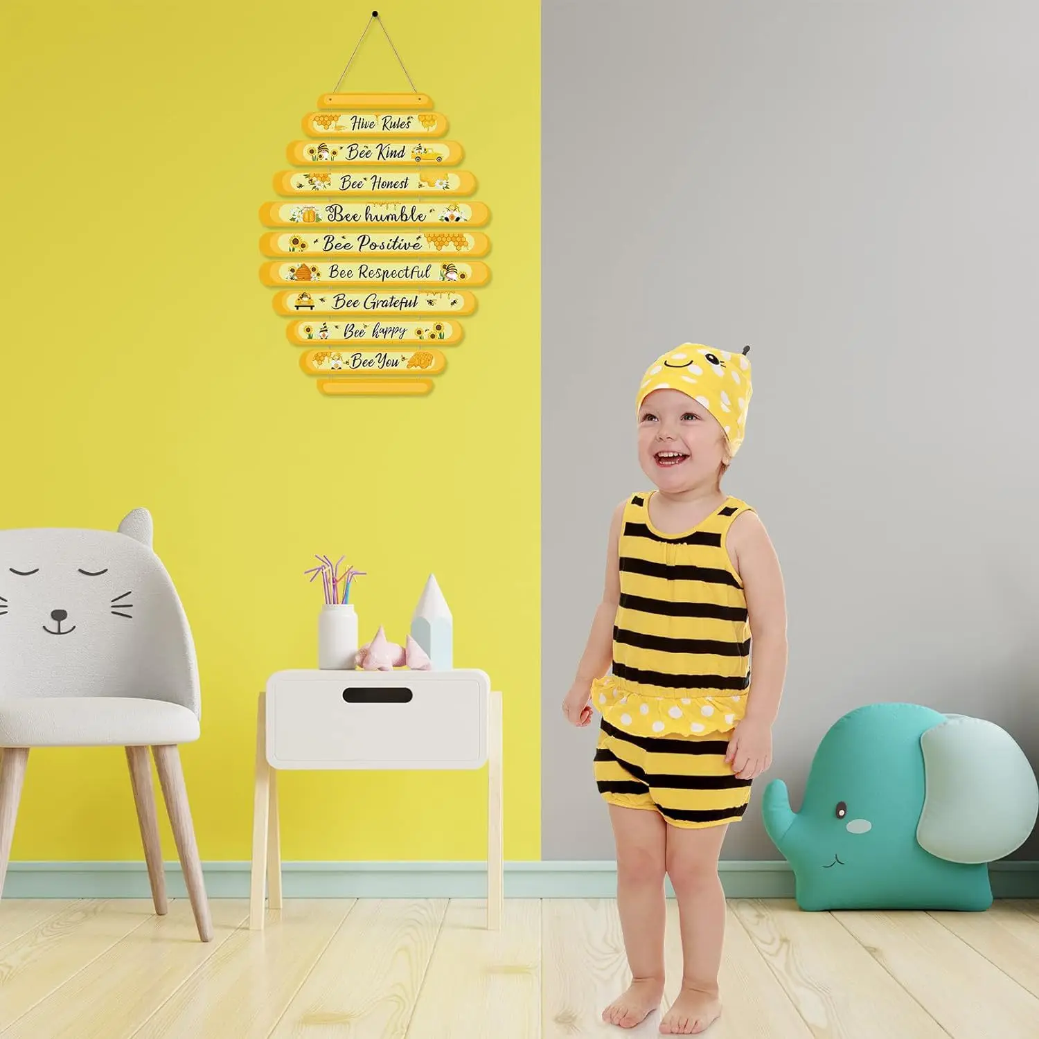 Listado de reglas de panal con logotipo de miel, decoraciones navideñas para el hogar, manualidades de madera