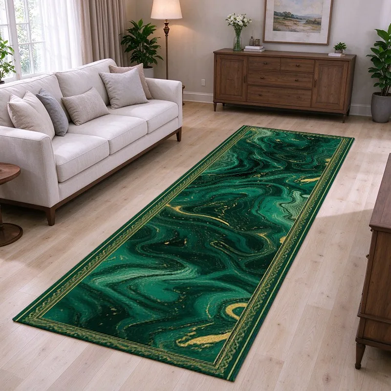 1 piece of malachite gold plush carpet, soft and comfortable, all season suitable, lightweight easy to care, home decoration, room decoration, winter, autumn, bedroom, living room, entryway