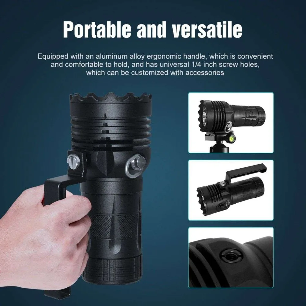 Ripsshine HF3 17000LM Diving Flashlight IPX8 Waterproof Rechargeable Underwater Torch Light