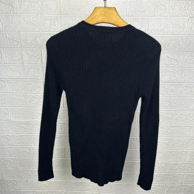 

Bla Long Sve вязаный свитер с мехом для губ, облегающий базовый слой, молодежный мужской теплый свитер с v-образным вырезом, осеннее новое поступление