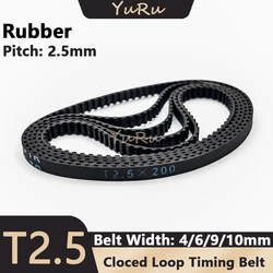 T2.5 Rubber Closed Loop Timing Belt Width 4/6/9/10mm Length 160 200 245 480 780mm Pitch 2.5mm T2.5 Synchronous Belt