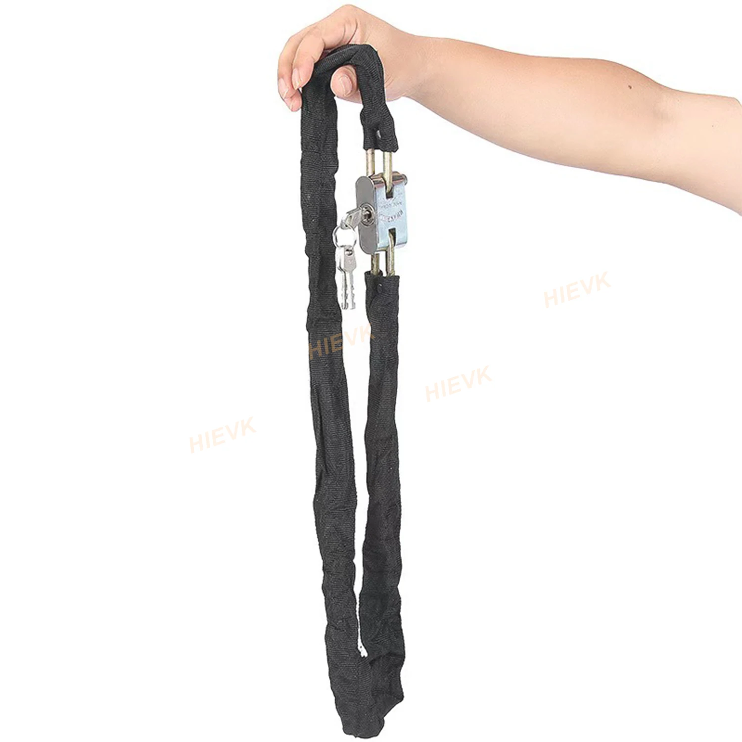 Almohadilla de bloqueo de cadena de acero al manganeso para motocicleta, accesorio antirrobo de seguridad, Universal, 65cm/85cm/120cm/180cm